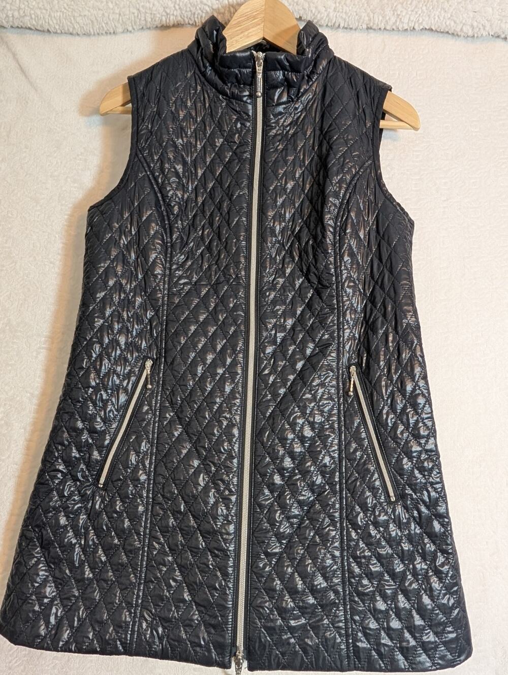 Soft Surroundings Daybreaker Quilted Long Vest Black PXS